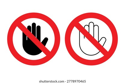 Prohibition and No Entry Warning Sign Icon Set Vector with Pedestrian Restricted Symbols, Circle Slash Signs, and Safety Traffic Icons