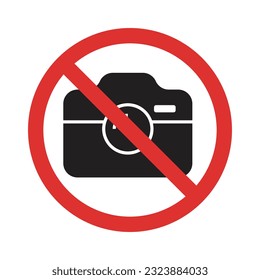 Prohibition No Photo Sign, No Photographing Prohibition Sign Symbol, No Video, No photography Icon, Do Not Take Photo Sign, Camera Icon With Red Circle, Prohibited Logo Pictogram, Vector Illustration