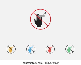 Prohibition no smoke sign. Vector illustration icon. Forbidden sign. Stop sign icon. Set of colorful flat design icons