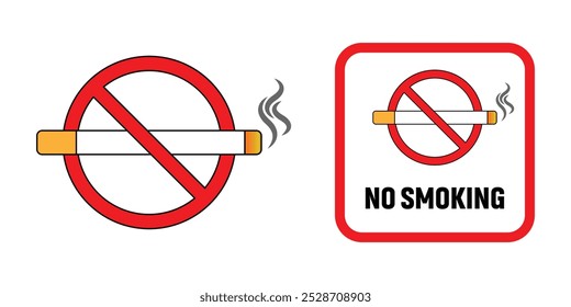 Prohibition no smoking. No smoking sign. Stop cigarette warning or prohibition red symbol. No smoking vector icon. Forbidden or restriction isolated illustration.