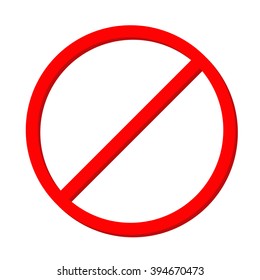 Prohibition no symbol Red round stop warning sign Template Isolated on white background. Flat design Vector illustration