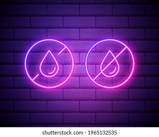 prohibition of oil neon icon. Elements of ban set. Simple icon for websites, web design, mobile app, info graphics isolated on brick wall.