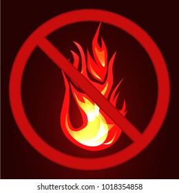 Prohibition on breeding open fire. Vector illustration
