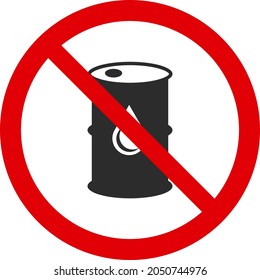 Prohibition on the use and storage of oil. Fuel is prohibited. Flat icon for mobile concept and web design. Vector image isolated on a white background.
