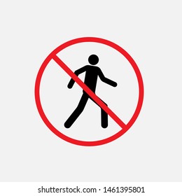 Prohibition Pedestrian Icon. No Cross Walk Illustration As A Simple Vector Sign & Trendy Symbol for Design,  Websites, Presentation or Mobile Application.