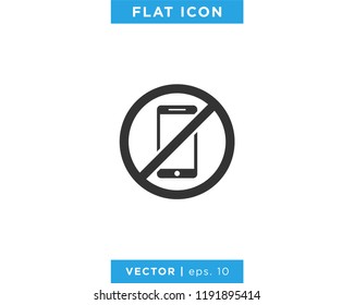 Prohibition Phone Icon Vector Flat Design Template.