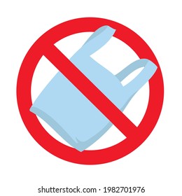 Prohibición de envases de plástico, envases, polietileno y sobre. Polietileno vectorial prohibido de la bolsa, símbolo de icono de la ilustración, envoltura plástica prohibida,