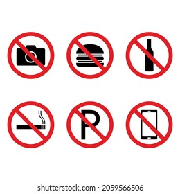 Prohibition red vector icon set