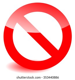 Prohibition, restriction sign vector for limit, stop, disallowed themes. No entry sign.