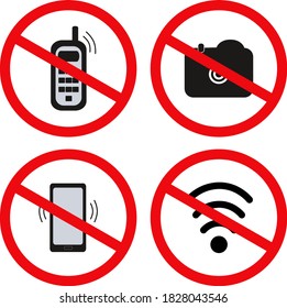 Prohibition restriction vector signs. Isolated on a white background. 