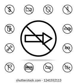 prohibition of right direction icon. Ban icons universal set for web and mobile