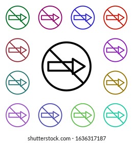 Prohibition of right direction multi color style icon. Simple thin line, outline vector of ban icons for ui and ux, website or mobile application