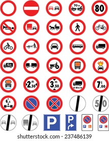 Prohibition road signs