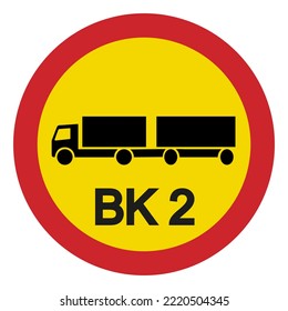 Prohibition road signs. Capacity class limitation for roads of class BK2, the maximum value is 51,4 tons. Traffic signs.