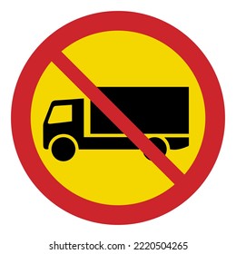 Prohibition road signs. No trucks allowed. Traffic signs.