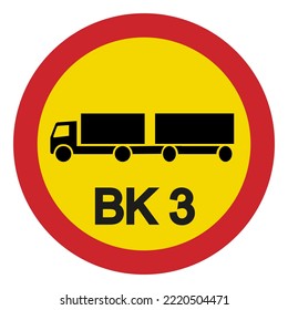 Prohibition road signs. Traffic signs. Capacity class limitation for roads of class BK3, the maximum value is 37.5 tons.