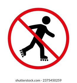 Prohibition of roller skating. An icon prohibiting roller skating on this territory. EPS10