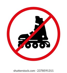 Prohibition of roller skating. An icon prohibiting roller skating on this territory. EPS10