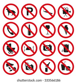 Prohibition set symbol. Vector illustration.