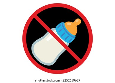 prohibition sign against baby bottle on white background,vector illustration