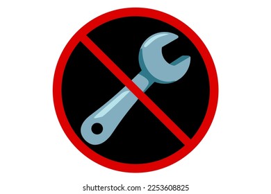 prohibition sign against wrench on white background,vector illustration