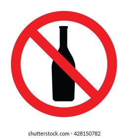 Prohibition sign for alcohol. Bottle sign. Vector illustration