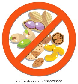 Prohibition sign with beans  beans and peanuts for food concept