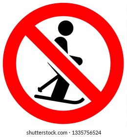 Prohibition sign. Black forbidden symbol in red round shape