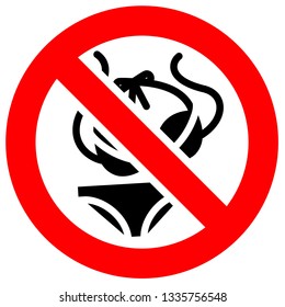 Prohibition sign. Black forbidden symbol in red round shape