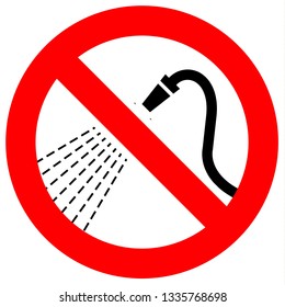 Prohibition sign. Black forbidden symbol in red round shape