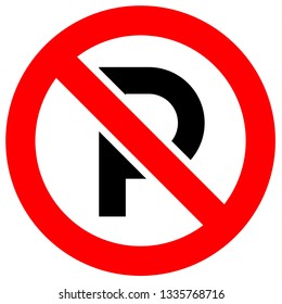 Prohibition sign. Black forbidden symbol in red round shape