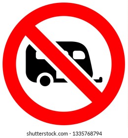 Prohibition sign. Black forbidden symbol in red round shape