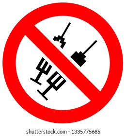 Prohibition sign. Black forbidden symbol in red round shape