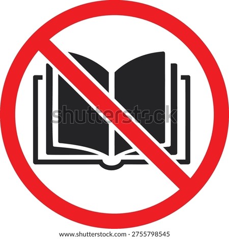 Prohibition sign with book icon isolated on transparent background for forbidden reading