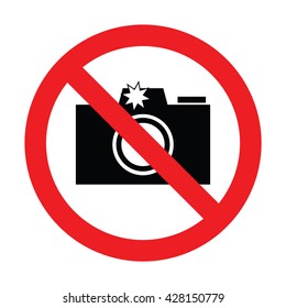 Prohibition sign for camera. No camera sign. Vector illustration
