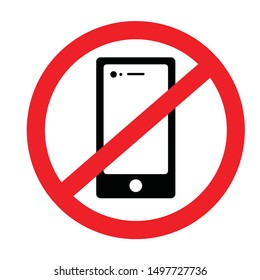 Prohibition sign for cellphone with red prohibiting symbol. 
isolated illustrator in Vector format. 