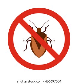Prohibition sign chinch icon in flat style isolated on white background. Warning symbol