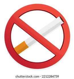 Prohibition Sign and Cigarette Isolated on White Background. Modern and Simple Design. EPS Vector Illustration. No Smoking Area or Quit Smoking Concept.