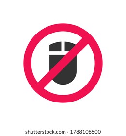 Prohibition sign and computer mouse symbol, do not click icon design - Vector