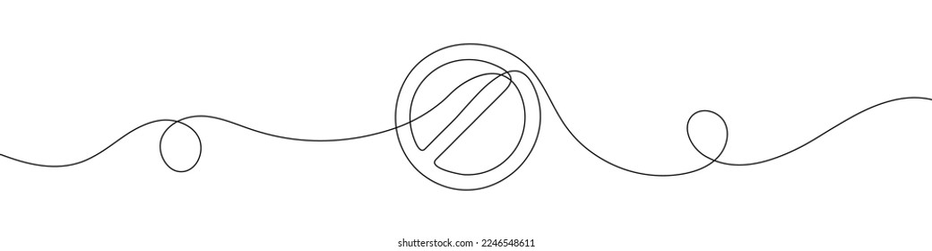 Prohibition sign in continuous line drawing style. Line art of the STOP symbol. Vector illustration. Abstract background