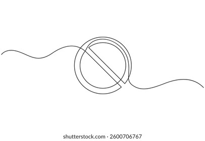 Prohibition sign in continuous line drawing style. Line art of the STOP symbol, Prohibition sign in one line drawing. One line drawing background.