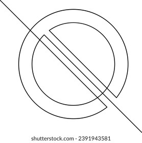 Prohibition sign continuous one line drawing. Single line drawing of stop sign. Vector illustration.