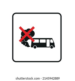 Prohibition Sign Of Dangerous Exhaust Gases. Exhaust Bus Icon. Traffic Fumes. Environmental Pollution. Smog.