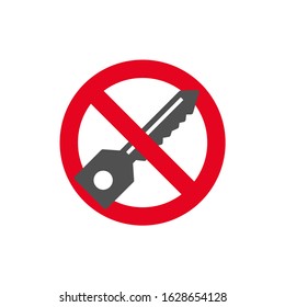 Prohibition sign.No door locks in flat style.Vector illustration.