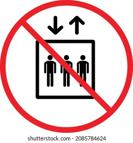 prohibition sign with up and down arrows on white background. Do not use lift. Do not use elevator sign. flat style.