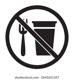 Prohibition Sign Featuring a Plastic Cup and Fork Indicating Restrictions on Disposable Tableware Use