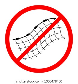 Prohibition sign fishing nets, red on a white background, vector