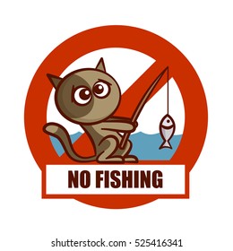 Prohibition Sign Forbidden No Fishing Sticker Vector Illustration