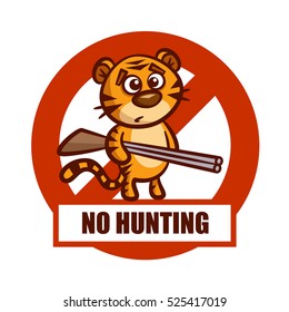 Prohibition Sign Forbidden No Hunting Sticker Vector Illustration