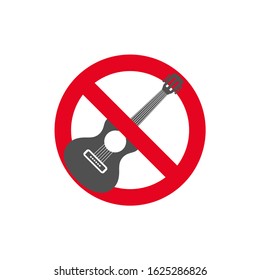 Prohibition sign. Forbidden street music in flat style.Vector illustration.